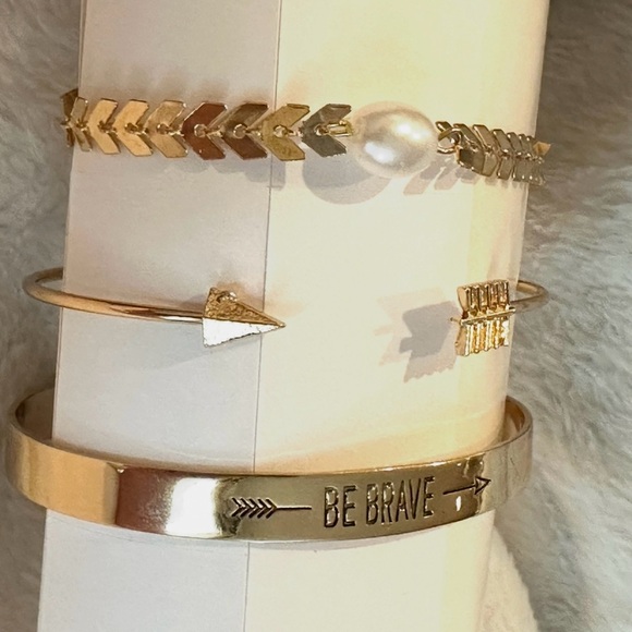 Gold Stack of 3 Bracelets - Picture 1 of 2